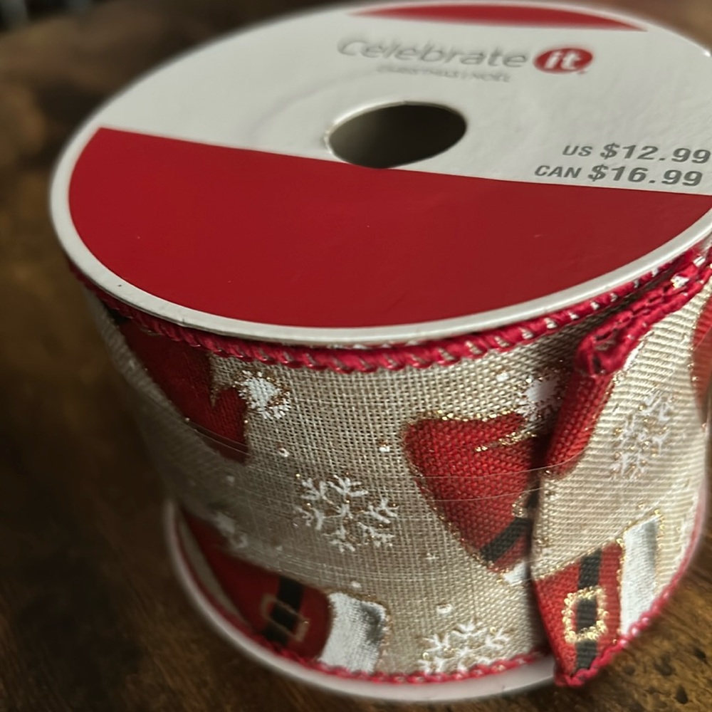 Celebrate it. Santa Hat Wired Ribbon